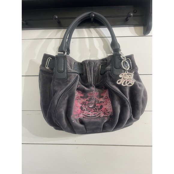 Vintage Juicy Couture Purse/Bag/Day‎ Dreamer/Y2K/Charms/Gray/Pink Mirror